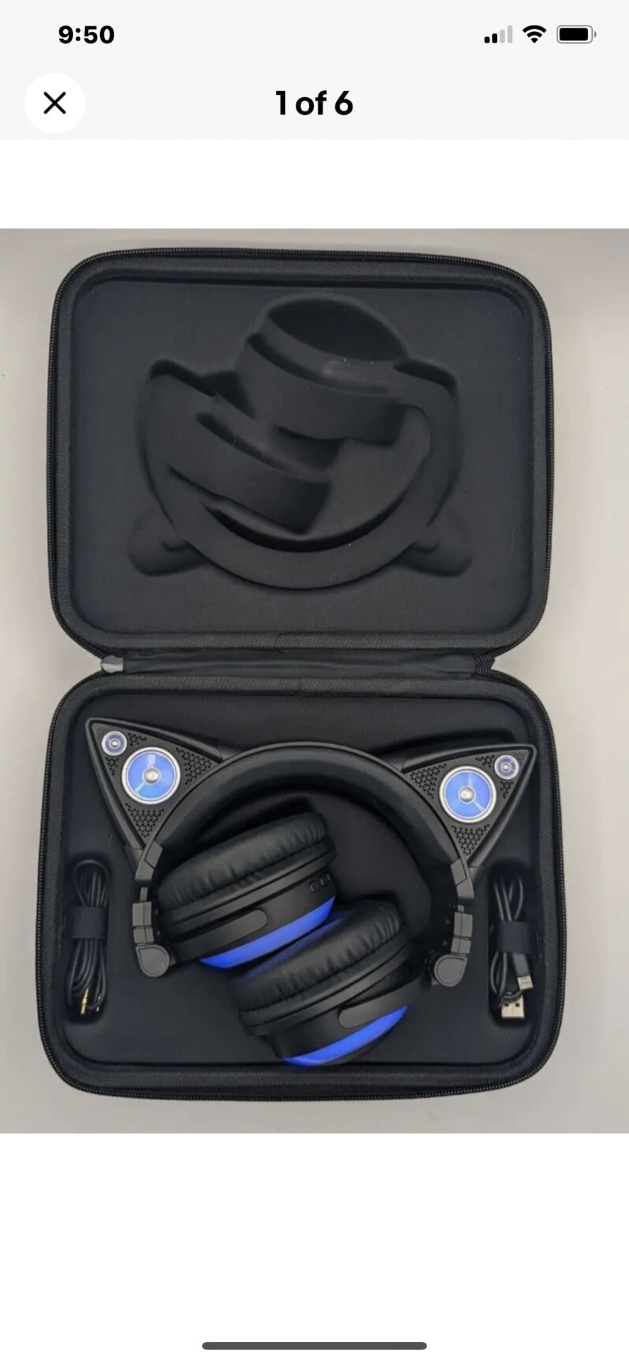 Ariana Grande Brookstone BLUETOOTH Cat Ear Over ear Stereo Headphones Purple gaming & T-shirt