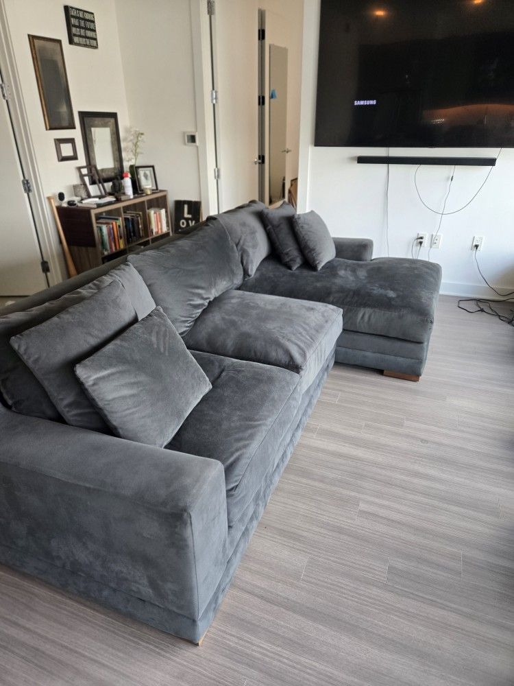 Custome Suede Sectional Gun Metal Grey