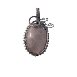 Natural Pink Quartz Silver Wrapped Handmade Pendant 