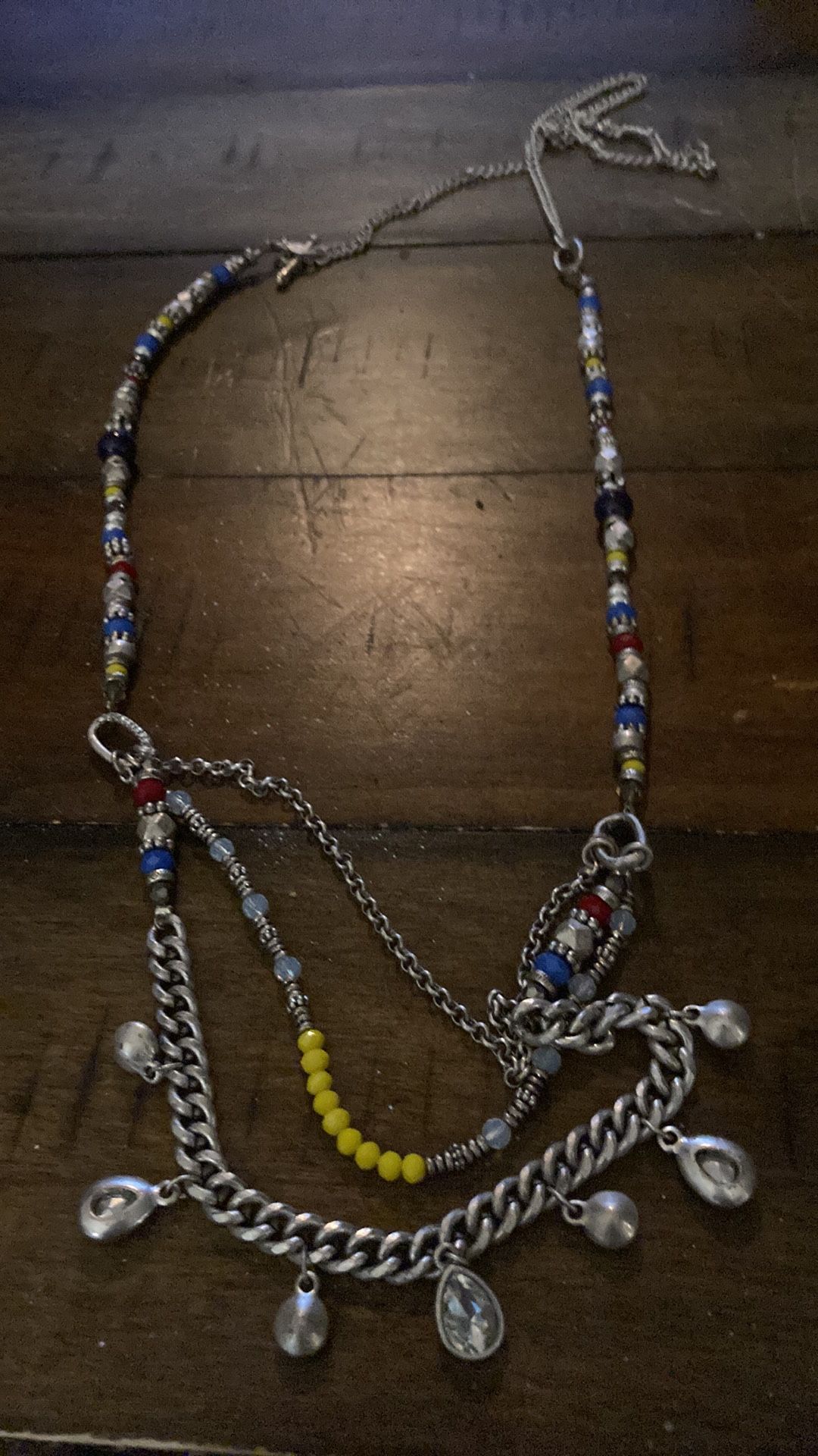 Very long necklace silver