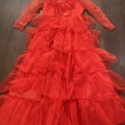 Womans Red Ruffle Layer Dress Or Costume Size Medium #11