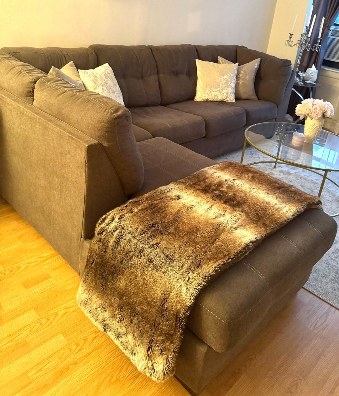 Two-piece Sectional Couch with a Pull-out Queen Size Bed