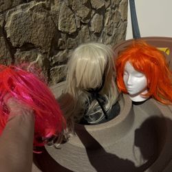 2  Fun Wigs. Orange And Pink