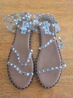 Steve Madden Travel Clear Studded Gladiator Sandals