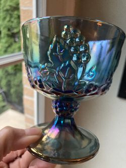 Vintage Iridescent Blue Glassware Set