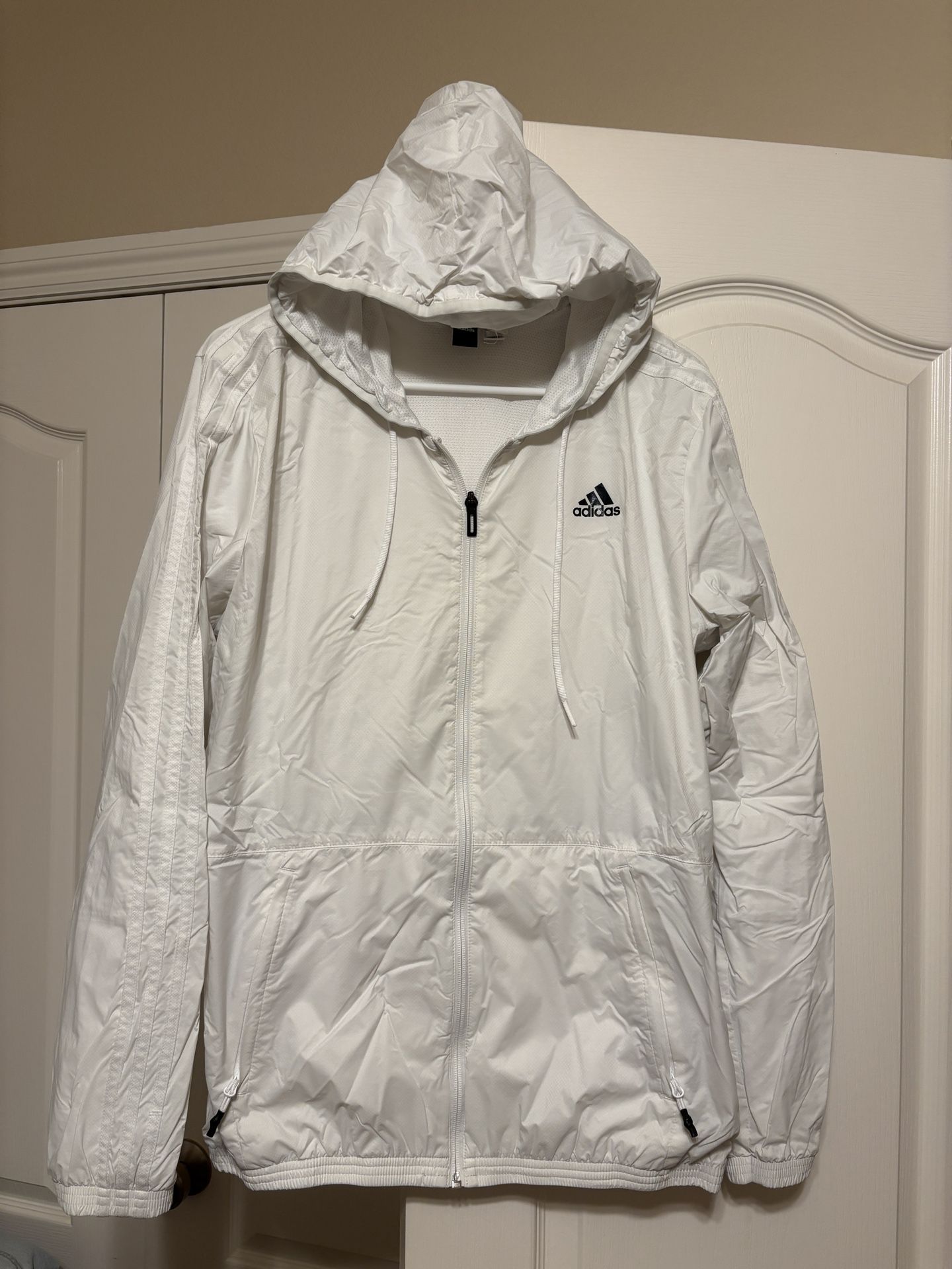 Adidas White Windbreaker Hoodie Men’s M