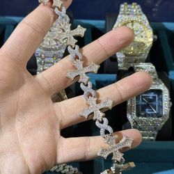 Moissanite Diamonds Cross & Infinity Bracelet 