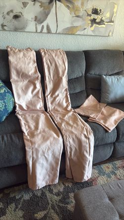 Eastside, 84โ length pale pink curtains and 2 pillow shams