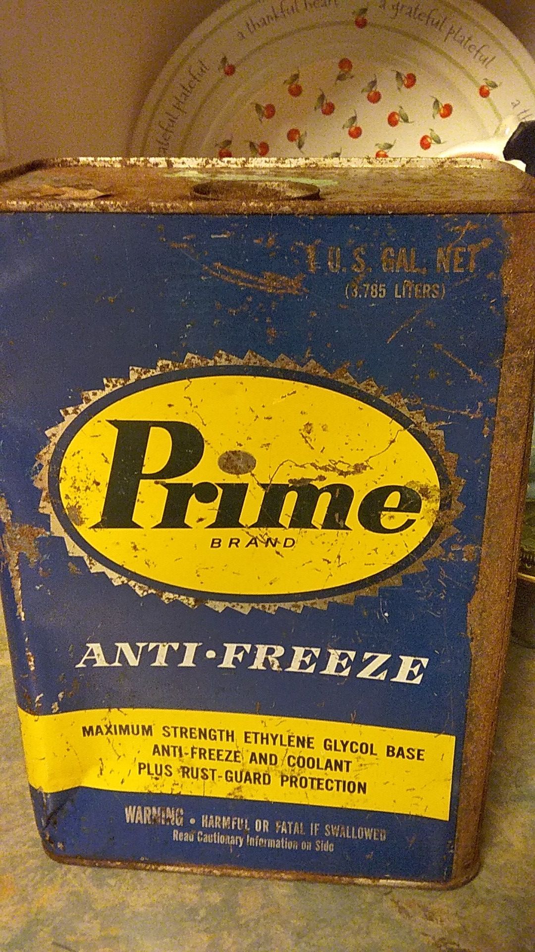 Prime brand antifreeze one gallon metal can