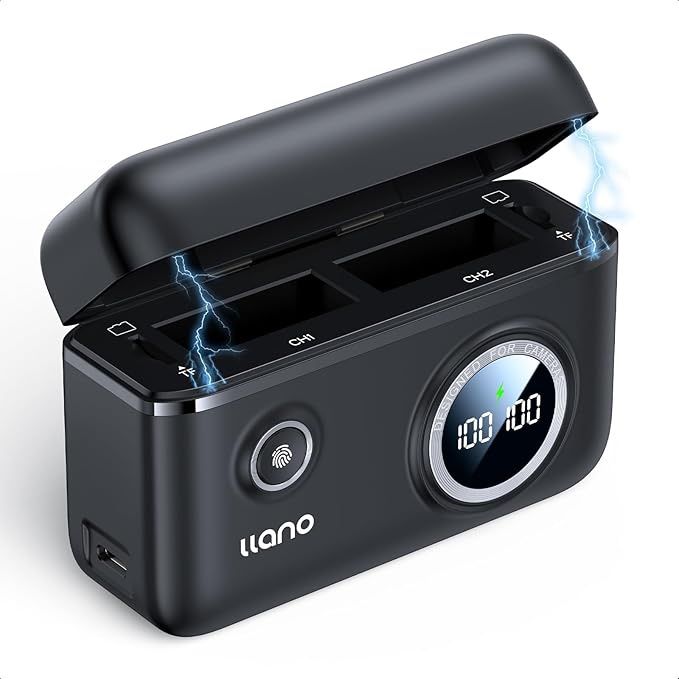 llano Dual Battery Fast Charger for GoPro HERO12/11/10/9 Enduro Batteries
