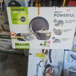 GreenPan Reserve Collection 5 Piece Set Black And Gold Healthiest Ceramic Non-stick Set $90