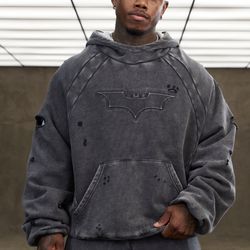 YoungLA Batman Street Hoodie Grey 5218
