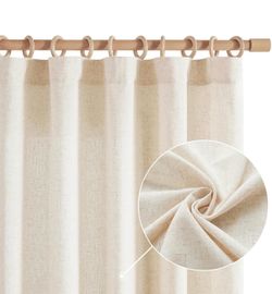 Linen Curtains, 50"x 96", Light Beige