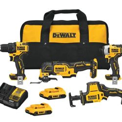 DeWalt 4 Tool Combo: Drill/Driver, Compact Driver, Oscillating Tool, Repit Saw, 2 Battery, Charger And A Bag
