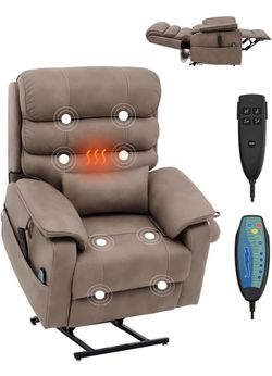 VEVOR Power Lift Recliner Chair, Dual Motor Lift Chair with Heat and Massage for Elderly, Infinite Position Adjustment Electric Recliner with a Cup Ho