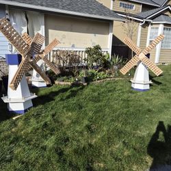 Handcrafted 6ft Tall Outdoor Windmills