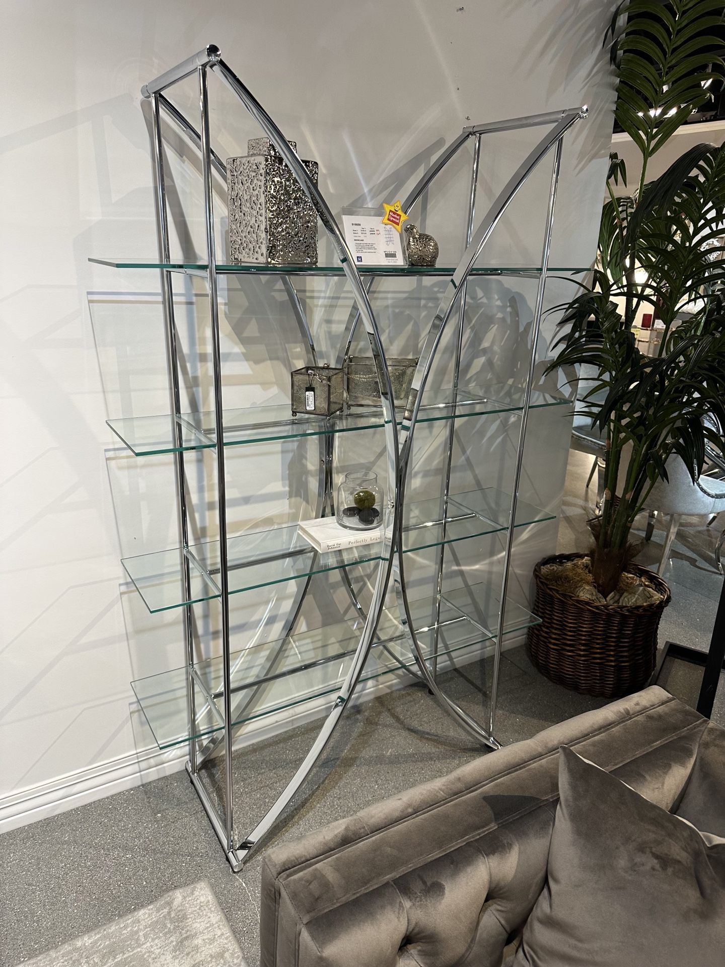 Butterfly Chrome Glass Bookshelf