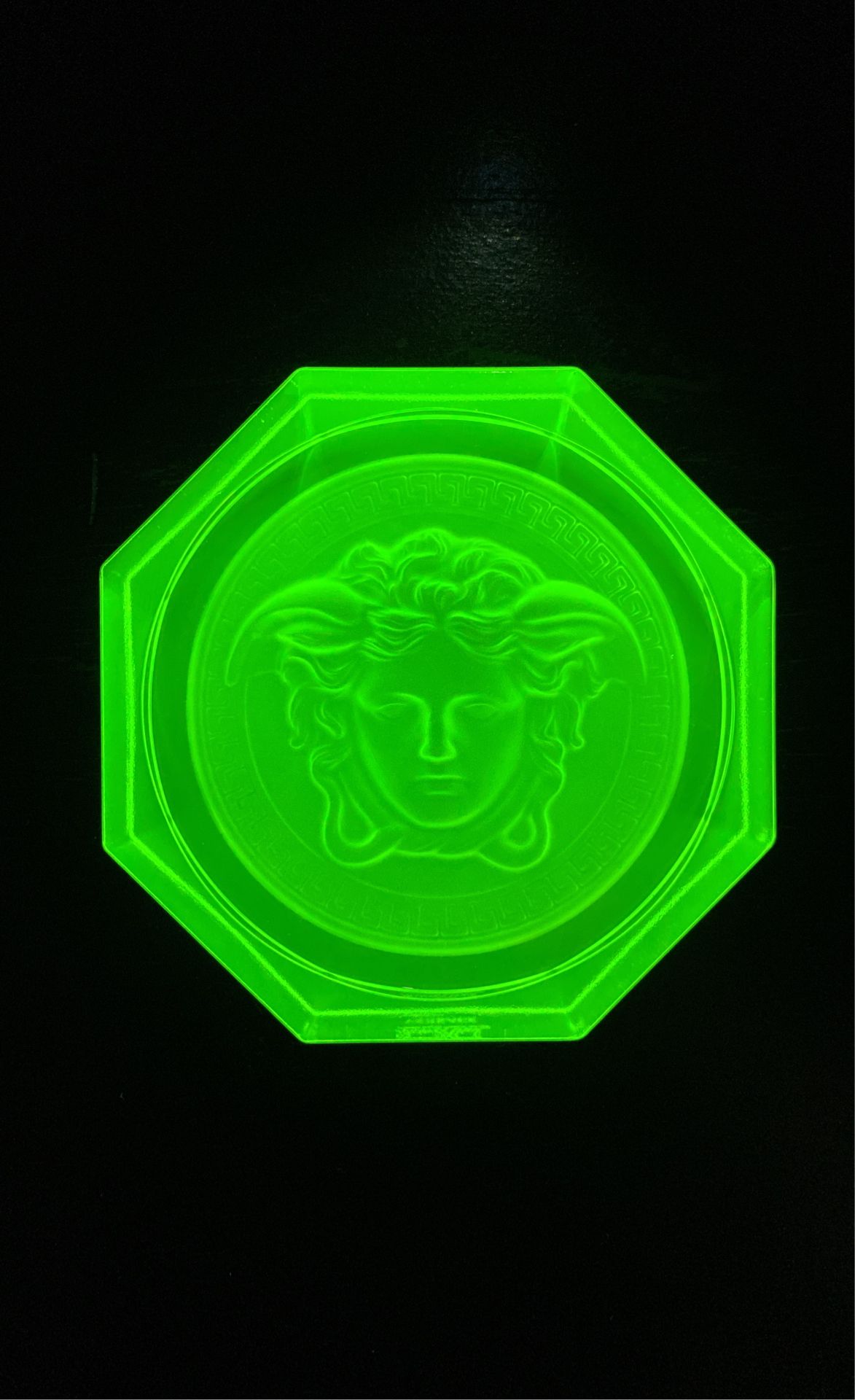 Rare Versace Rosenthal Uranium Vaseline Glass Medusa Coaster