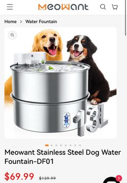 🐶🐱 Meowant Stainless Steel Pet Water Fountain – Large Capacity NEW