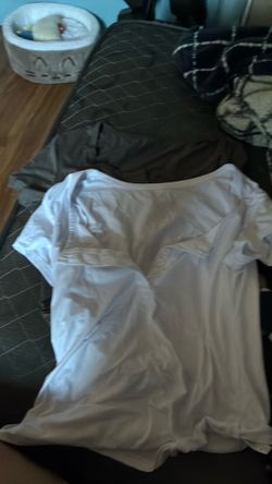 Grey/ White button shirt size large