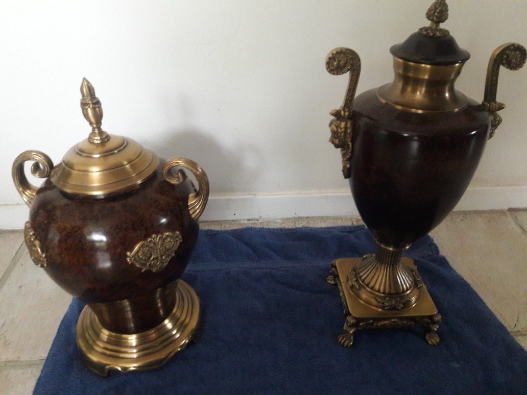 Antique brass urns very heavy