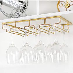 New Gold Wine Glass Rack Under Cabinet