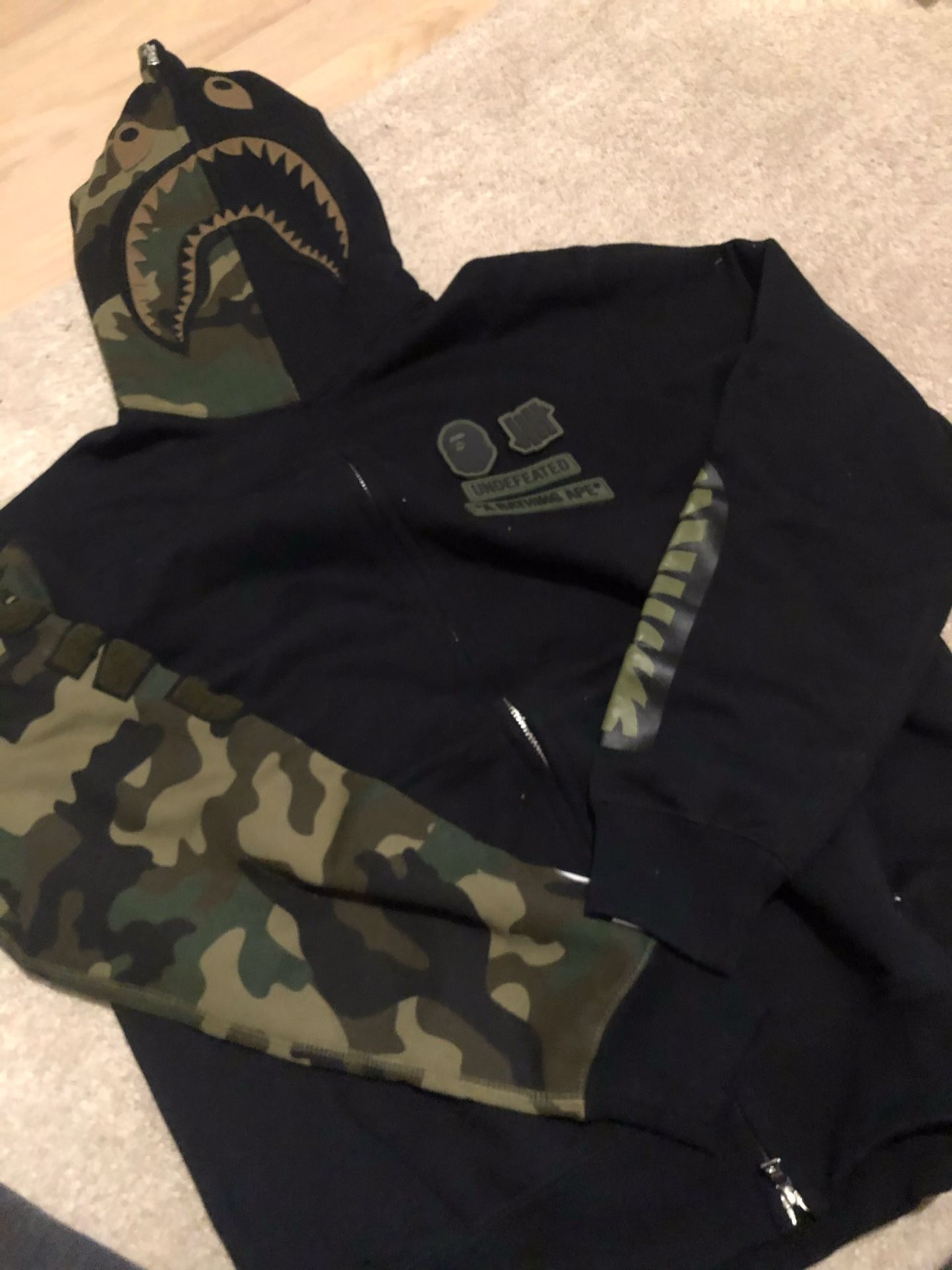 Undefeated x bape hoodie size Large