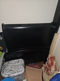 Free .. Black Wood Sleigh Bed Headboard and Footboard  . Single a frame