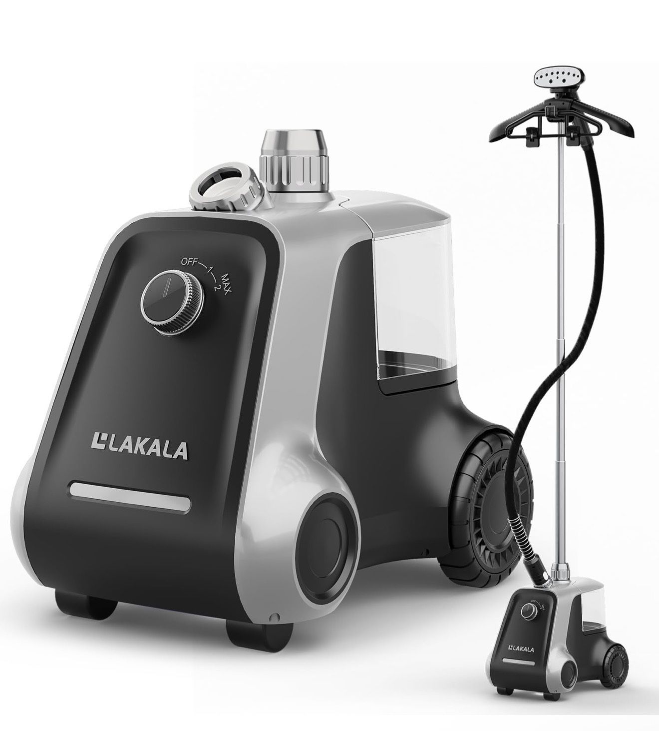 LAKALA Garment Steamer for Clothes, 30-Second Instant Heat-Up, 2.5L Water Tanks, with Pant Clips & Dual Hanger, Powerful Handheld, 4-Stage Adjustable