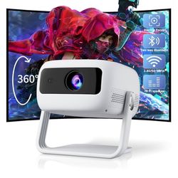 360°Adjustable Stand] Mini Projector with WiFi and Bluetooth: Electric Focus & Auto Keystone 1080p Supported, 15000L,Multi-Device Compatible Outdoor P