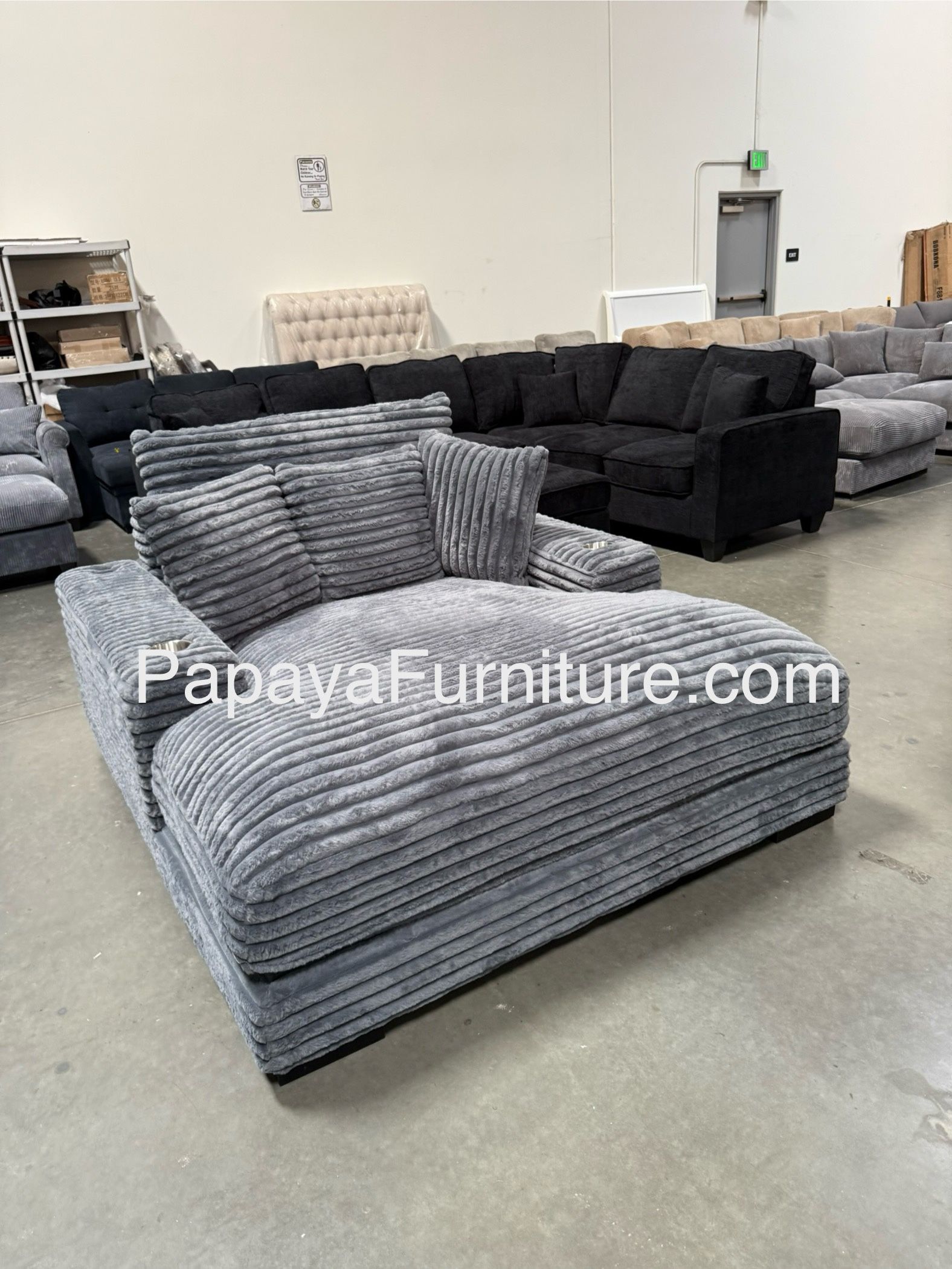 New! Ultra Soft Plush Chaise Lounge, Chaise Lounger, Corduroy Lounge, Sofabed Size, Sleeper Sofa Couch,Grey Sofa Chair, Recliner Style Chaise Lounger