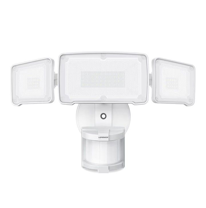 LEPOWER Luces LED de seguridad con sensor de movimiento para exteriores, 38W 4200LM luz, 5500K, IP65