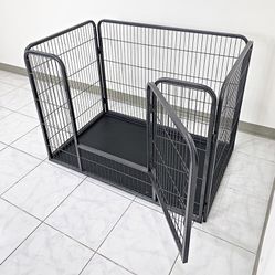 New in box $110 Heavy-Duty Dog Pet Playpen w/ Plastic Tray Indoor Outdoor Cage Kennel 4-Panel, 49”x32”x35” 