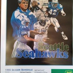 Rare vintage 1995 Seattle Seahawks Schedule color poster, BP/NFL, 27x19"