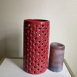 Ceramic Red Candle Holder 