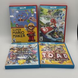 Lot of 4 Wii U Games Mario Maker Super Smash Bros Mario Kart 8 Captain Toad