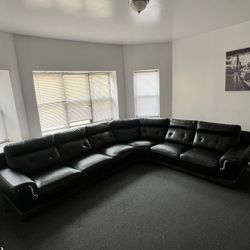 Black Leather Sectional