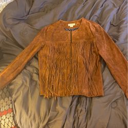 Ariat Avette Saddle Brown Suede Fringed Womens Jacket Coat