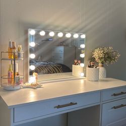 ✨ Modern Vanity Desk with Lighted Mirror ✨