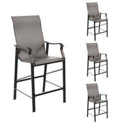 Grand patio Outdoor Counter Height Patio Stools Set of4 , All-Weather Bar Chairs for Balcony, Poolside, Backyard, Garden (Light Gray)