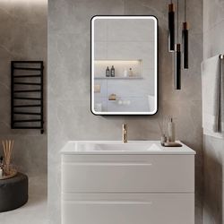 Medicine Cabinet with LED Lights and Mirror, 20W x 28H Inch Wall or Recessed Mounted Bathroom Cabinet with Left Open Door, Storage Shelf, Defogger, Me