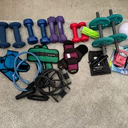 Dumbbells, Wrist Weights, Straps, Jump ropes 50+lbs