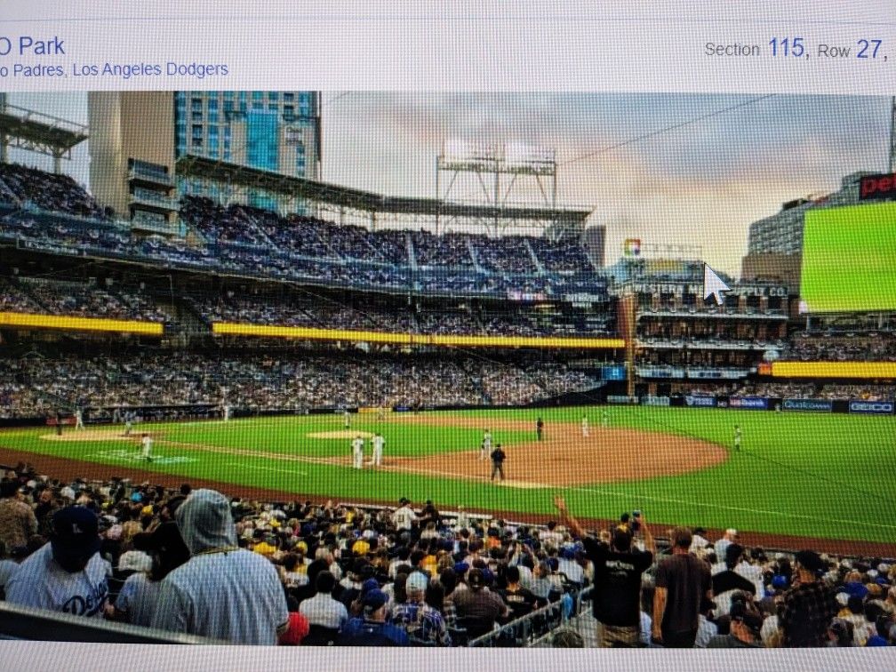 2 Tix Padres v Brewers Sat 6/22 Field Box 115 8th Row - Great View Great Deal!