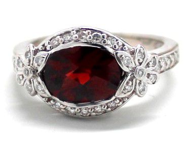 Ladies Garnet/Diamond Birthstone Ring