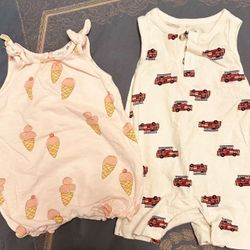 2 sleeveless baby jumpsuits, 6-9m