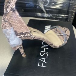 Fashion Nova Faux Snake Skin Heels- 8.5