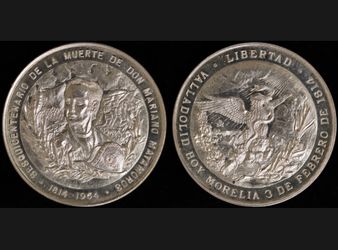 1964 México Silver Medal  Sesquicentennial (150th) of the death of Mariano Matamoros.