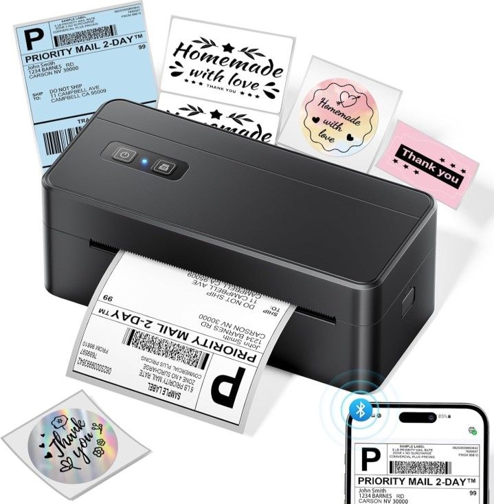 Bluetooth Thermal Shipping Label Printer, 4x6 Thermal Label Printer