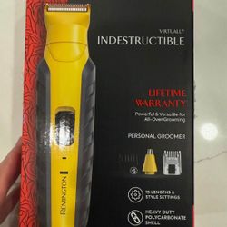 REMINGTON Virtually Indestructible Men's Beard & Body Grooming Kit, Self-Sharpening Blades, Yellow