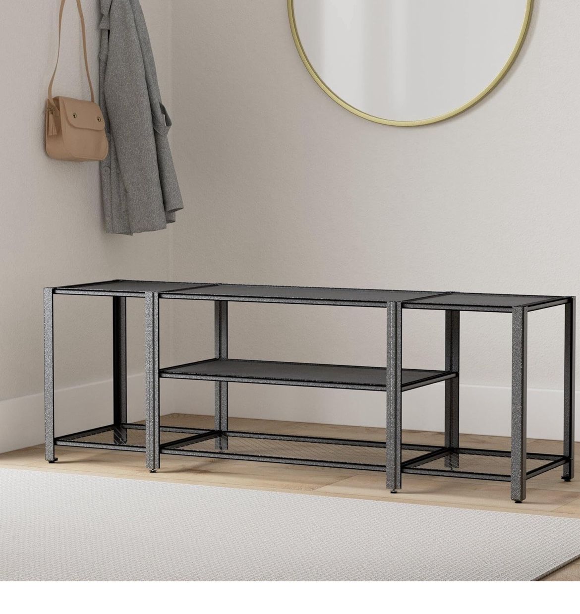 Modern TV Stand for TVs up to 65 Inches, 3-Tier Entertainment Center, Industrial TV Console Table with Open Storage Shelves,